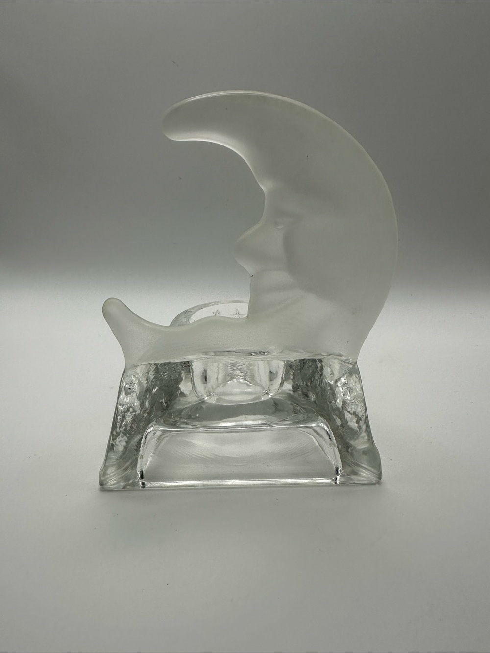 Frosted Glass Celestial Crescent Moon Tea Light Holder Clear - Picture 2 of 10